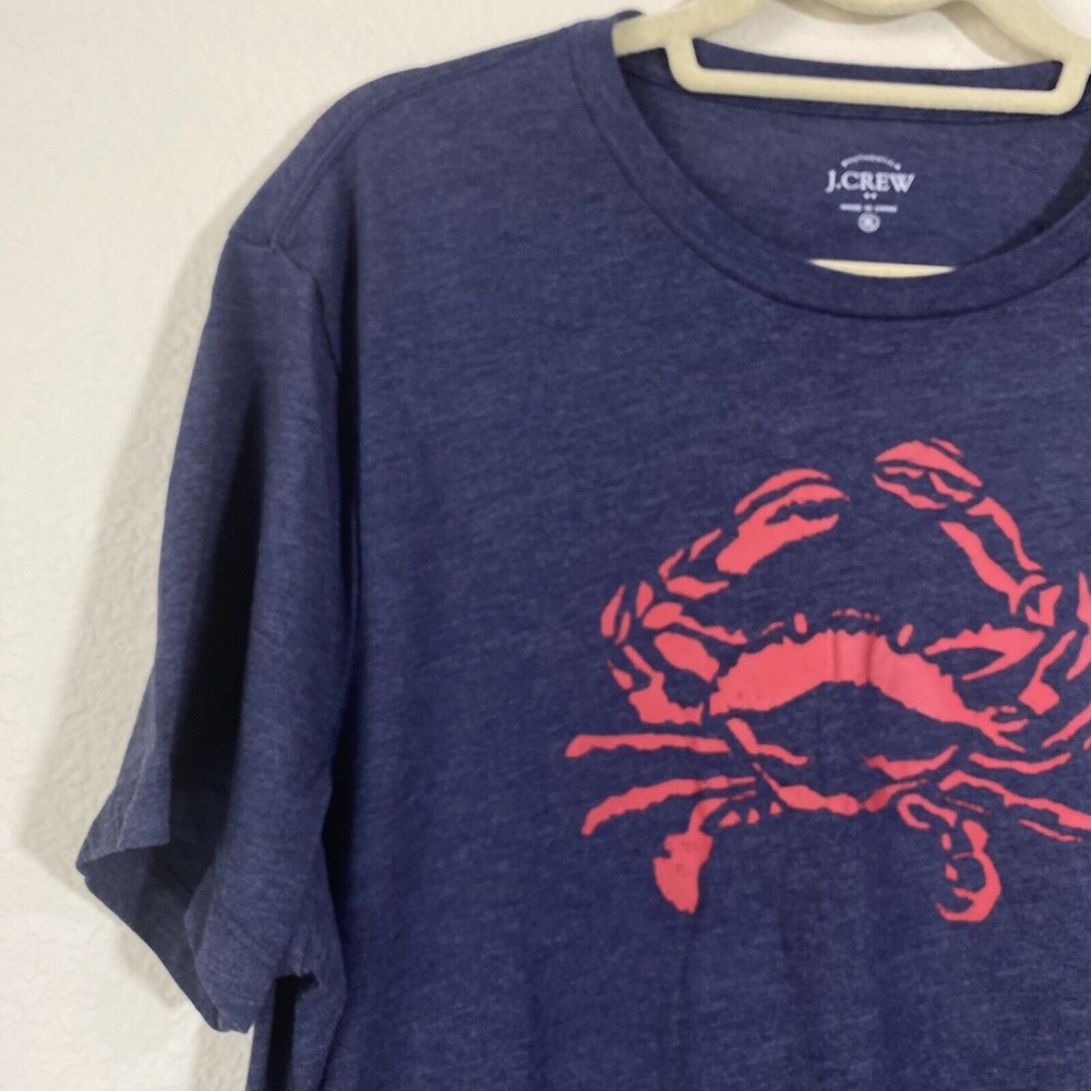 J.Crew Mens Shirt Size XL Blue Crab Print Short Sleeve - Picture 3 of 5